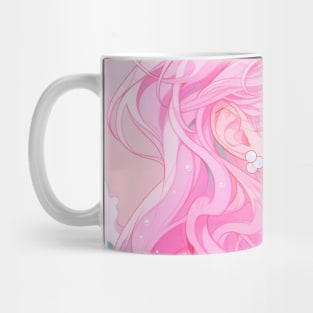 Pink Anime Girl Waves Japanese Mug